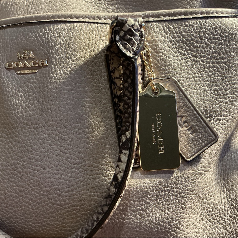 COACH Morgan Color Block Pebble Leather w/Exotic Embossed Trim Satchel/Crossbody - Picture 2 of 12